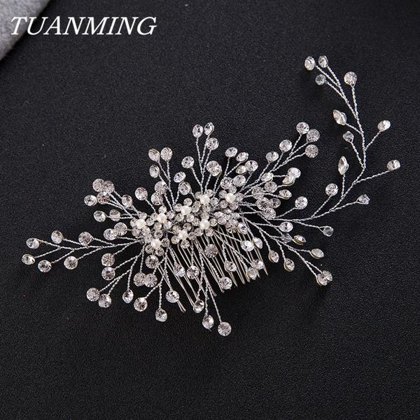 

hair clips & barrettes handmade rhinestone combs bride jewelry silver color crystal weding headbands accessories, Golden;silver