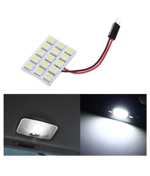 

5050 15smd led panel dome light auto car interior reading plate lights festoon roof ceiling interior wired lamp +t10 ba9s festoon adapter
