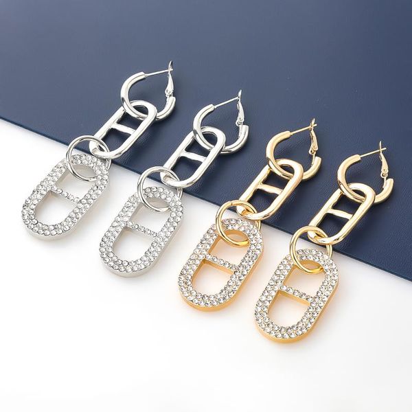 

dangle & chandelier jijiawenhua trend chain alloy water drill pendant women's earrings dinner party fashion temperament jewelry accesso, Silver