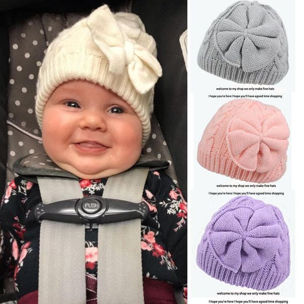 

caps & hats big bow knot baby girls hat born pography props solid color turban head wraps kids bonnet beanie, Yellow