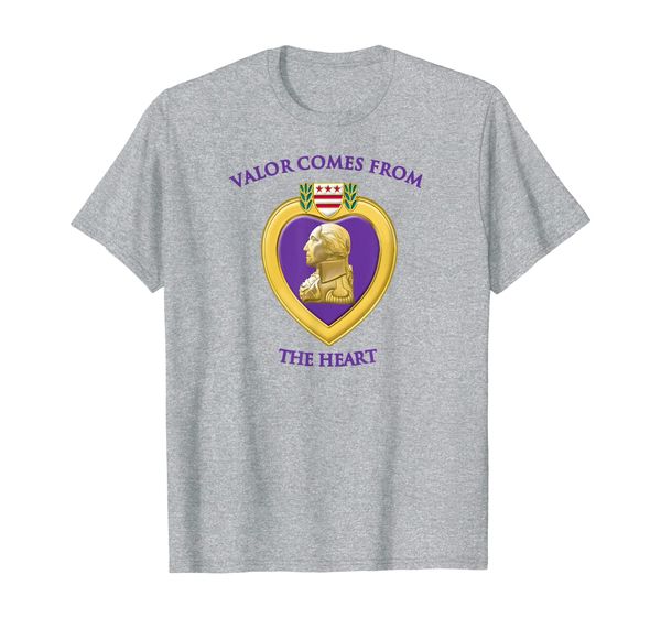

Valor Comes From The Heart Purple Heart Military Design T-Shirt, Mainly pictures