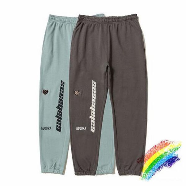 

2021 new kanye west calabasas cordo sweatpants casual calas corredores moletom bordado temporada 5 tqn4, Black