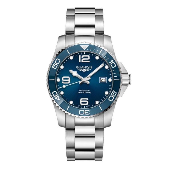 

wristwatches 2021 guanqin men's mechanical watches nh35 automatic watch for men sapphire stainless steel 10bar waterproof luxury reloj, Slivery;brown