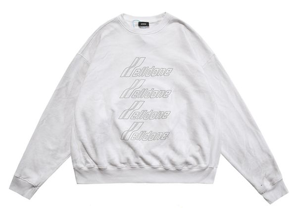 

men's hoodies we11done bullet screen letter well korean street fashion brand loose casual round neck sweater 2, Black