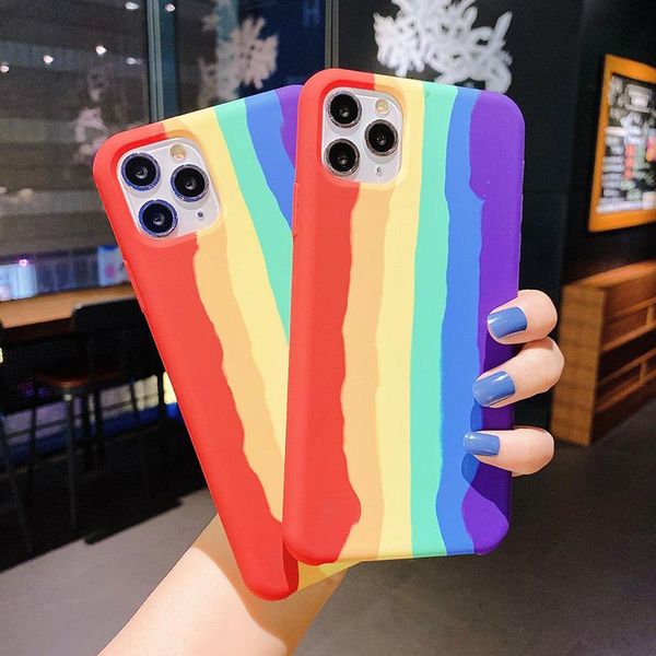 

(+film) iphone 12 pro max cases rainbow 11 promax liquid sile xsmax case 7/8p apple xr cover