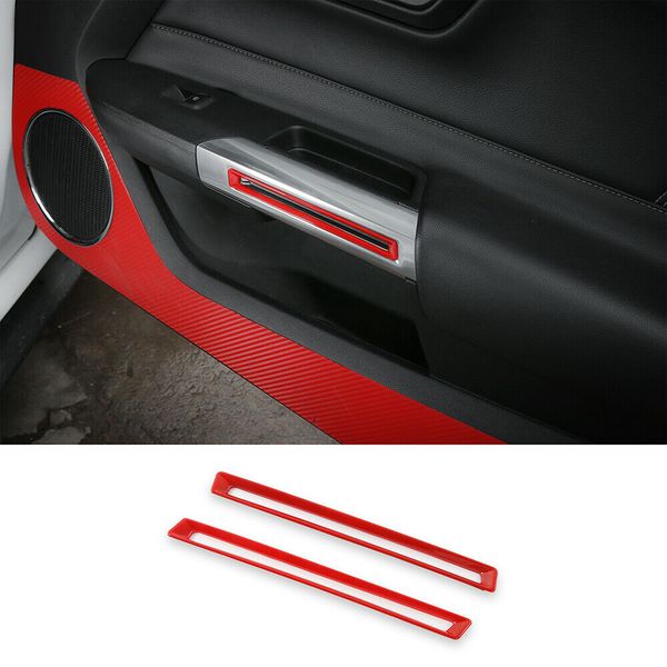 

interior door handle ring decoration accesssoires for ford mustang 15+ red 2pc