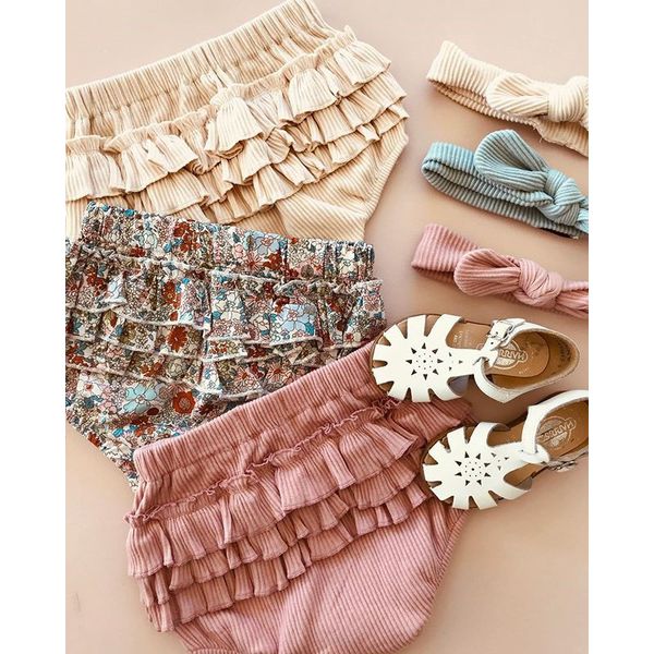 

2021 toddler infant baby girl shorts 0-3t floral ruffle sweet bottoms elegant kids cute sweet shorts, White