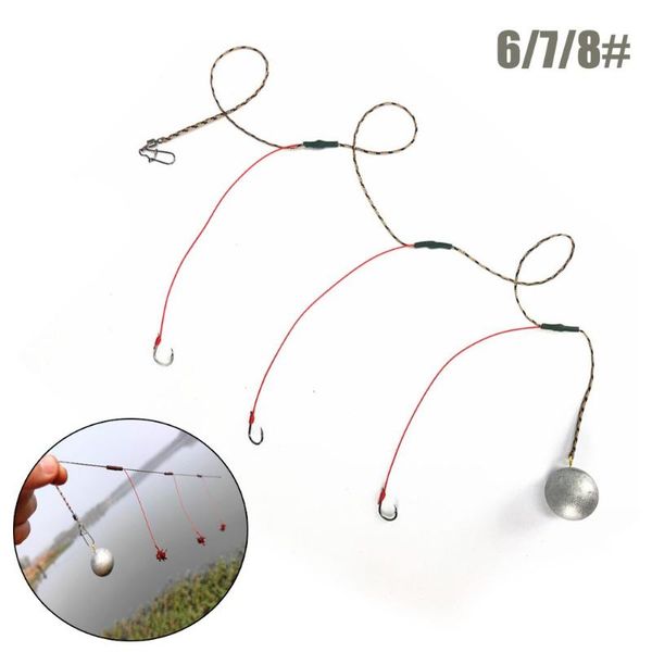 

fishing hooks 6#,7#,8# lead+high-carbon steel hook 12 braids 60lb 50cm line 3 sharp penetration