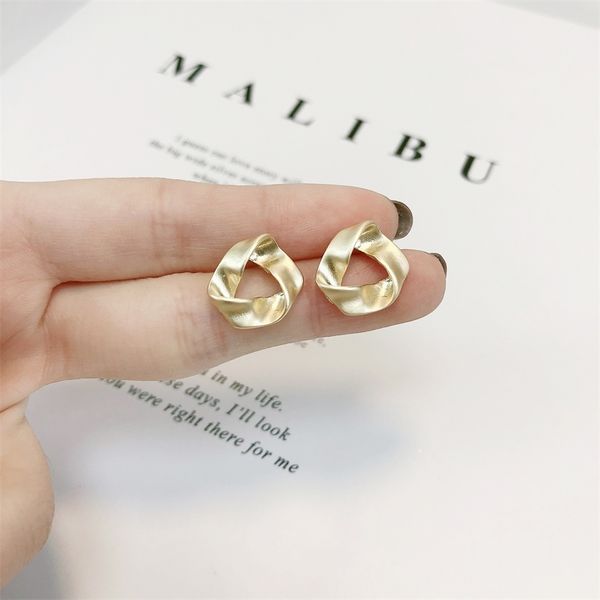 

korean net red matte irregular triangle metal cold wind earrings female, Black