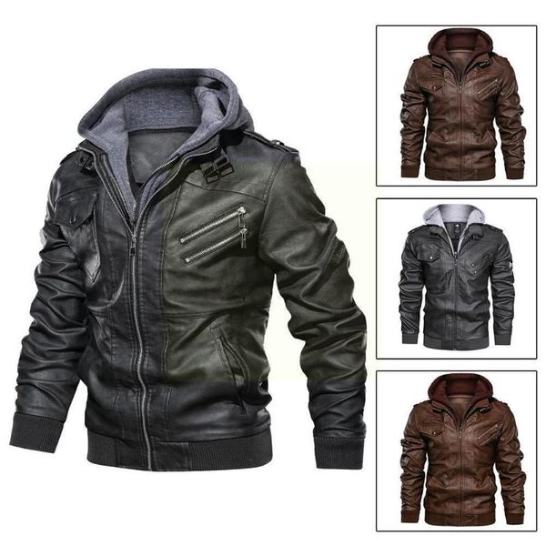 

men's leather & faux jackets slim-fit zipper pu business black autumn k2b2