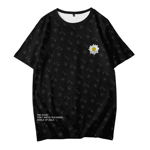 

wild chrysanthemum fashion t-shirt summer loose short-sleeved t-shirt men's casual street style mesh sports t-shirt, White;black