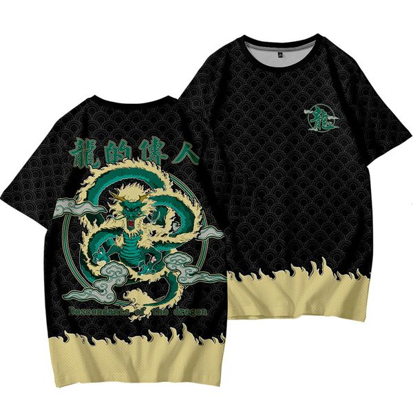 

dragon's inheritance men's fashion t-shirt summer loose short sleeve t-shirt men's casual street style mesh sports t-shirt, White;black