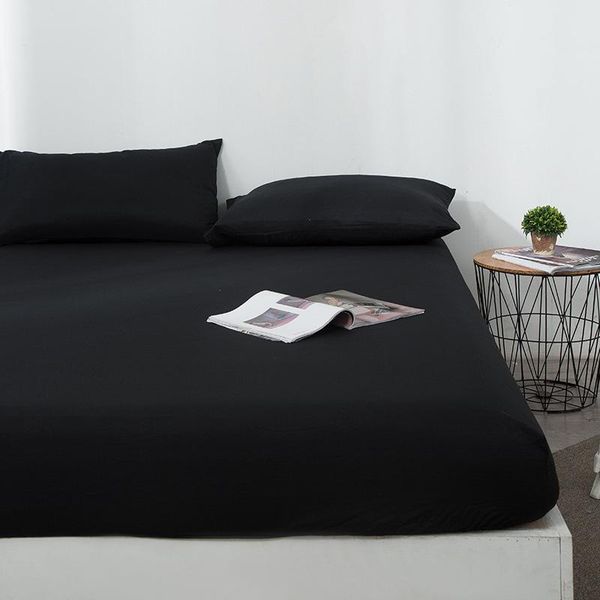 

sheets & sets solid color bed fitted sheet with elastic band breathable adjustable mattress cover thickened polyester home decor
