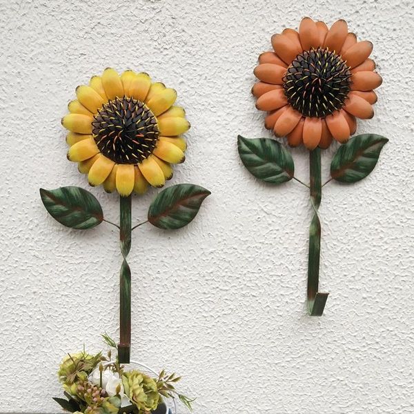 

hooks & rails sunflower design keys aprons kitchen hangers wall decor rustic metal hook accessories holder home