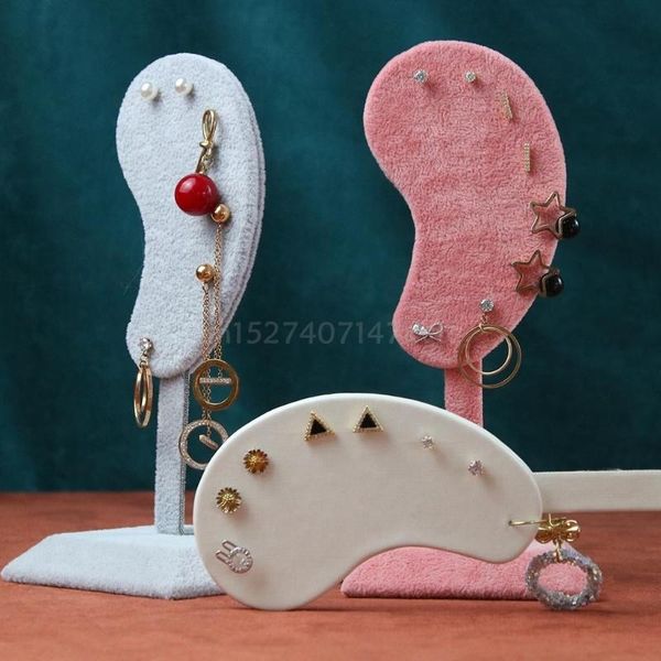 

hooks & rails fashion ear shaped earring display stand microfiber holder clip stud jewelry organizer