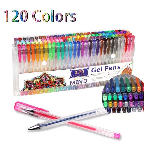 

gel pens for coloring up to120 colors set with glitter metallic neon pastel swirl colors, also perfect