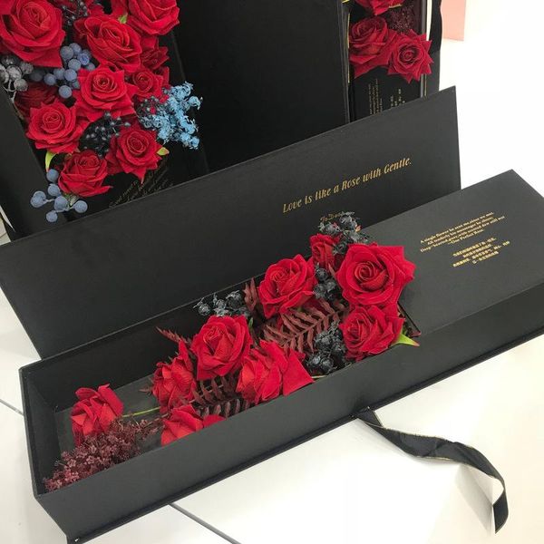 

gift wrap gentleman knot gun box silk flap wooden rose valentine's day flower