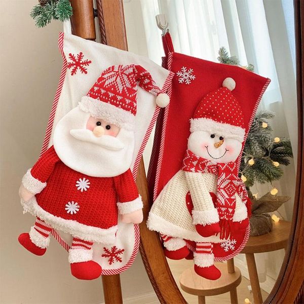 

christmas decorations stockings socks knitted three-dimensional old man snowman gift bag xmas candy fireplace tree decoration