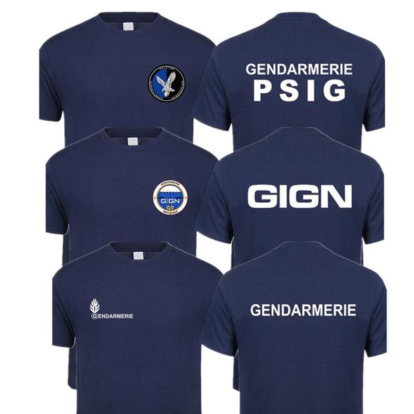 

men's t-shirts french gendarmerie t shirt short sleeve psig t-shirt man qr-042, White;black