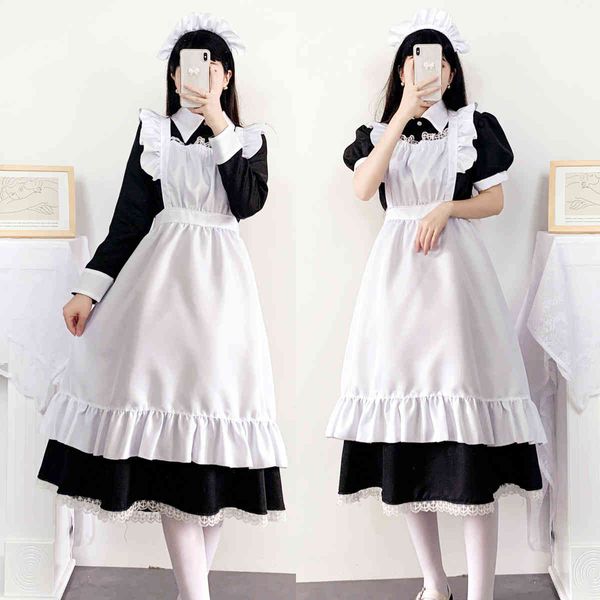 

theme costume feminino roupa de empregada domÃ©stica longa cosplay traje lolita vestido com avental bonito anime vestidos rendas cafÃ© uniform, Black;red