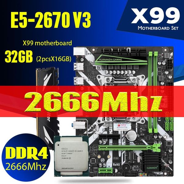 

motherboards huananzhi x99 ddr4 pc4 dimm motherboard combos xeon e5 2670 v3 lga2011-3 cpu 2 * 16gb = ram 2666mhz reg ecc recc memory