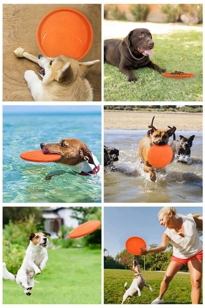 Köpek kasesi köpek uçan diskler yumuşak kauçuk yıkılmaz eğitmenler evcil oyuncak köpek uçan tabağı parlak renk köpekler için büyük 5 9in220u