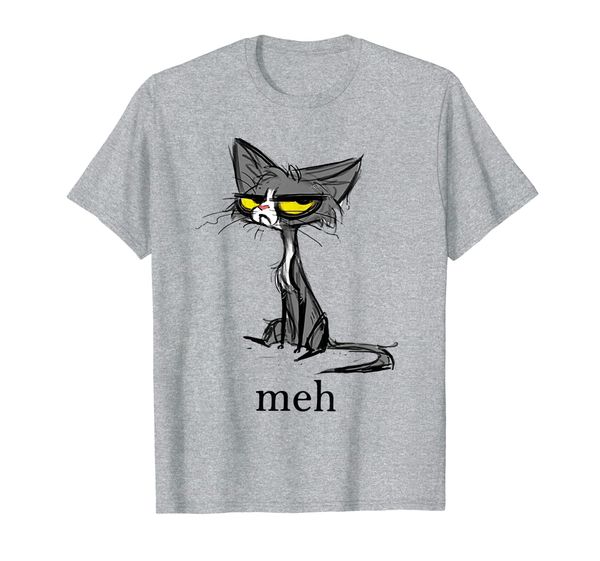 

funny meh cat gift for cat lovers t-shirt, White;black