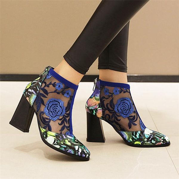 

boots fashion women mesh sandals summer ankle women's openwork shoes breathable tulle short mujer large size 43, Black