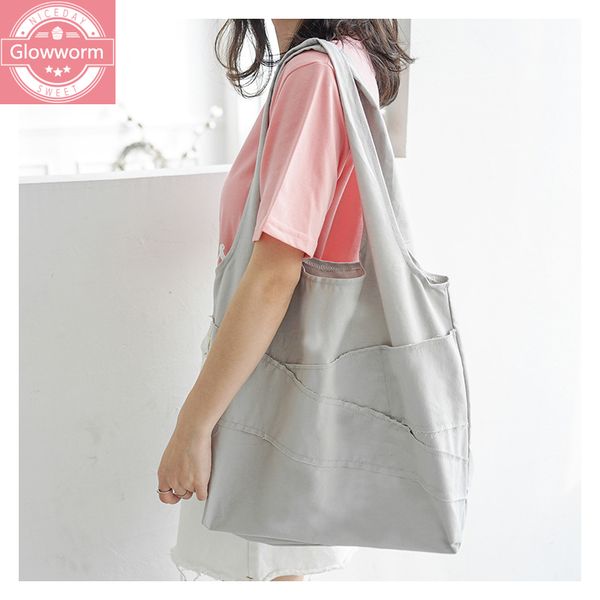 

women canvas bag tote patchwork design female pure cotton shoulder bag solid ladies' folding shopping bag eco large handbag c0225