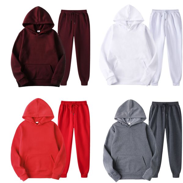 

men's hoodies bolubao lente nieuwe mannen casual sets merk solid capuchon + broek twee-stukken trainingspak sportkleding hoodies set pa, Black