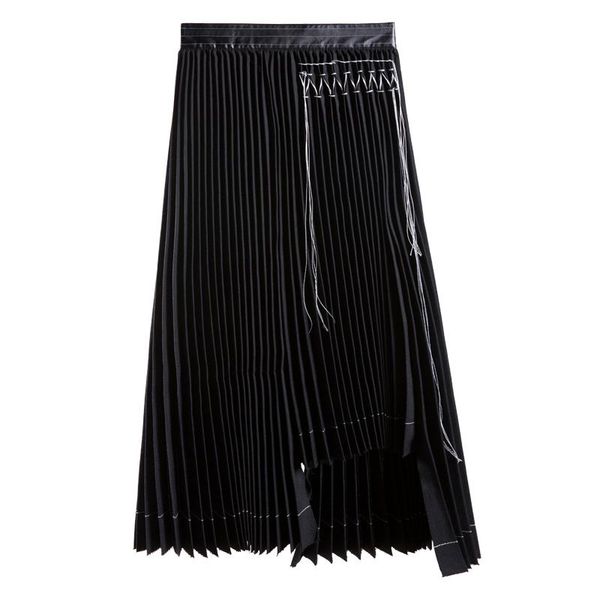 

skirts fashion 2021 designer runway skirt women's lacing up pleated, Black