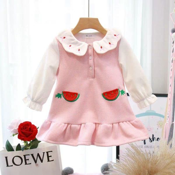 

girl's dresses baby girl spring lotus leaf edge easy soft casual cute clothes full sleeve toddler kids cotton pink, Red;yellow