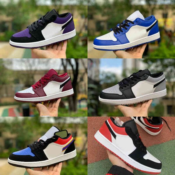 

2021 low 1 1s university blue men basketball shoes court purple white game royal noble red shadow black toe pass the torch women sneakers me