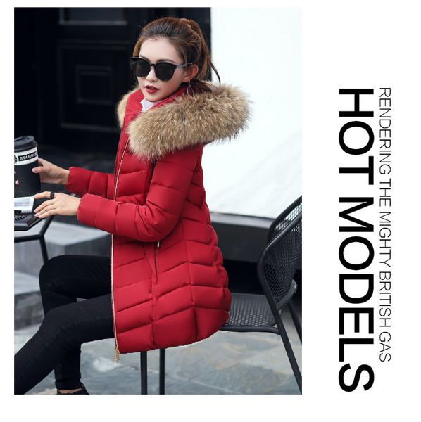 

2021 women paka winter jacket cotton padded warm thicken ladies coat long coats parka womens jackets, Black