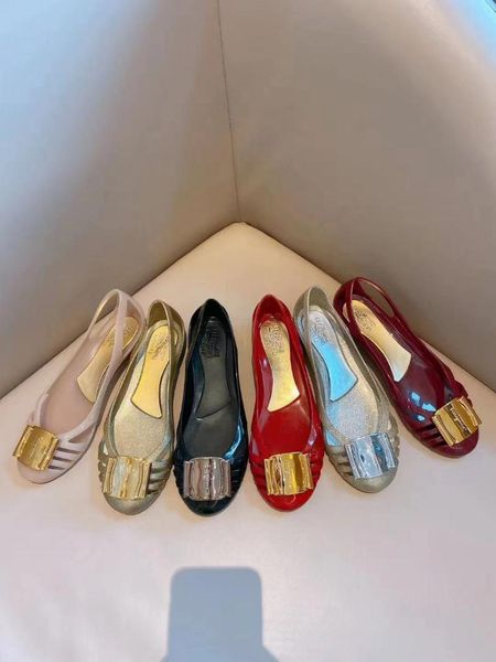 

sandals jelly metal buckle summer female flat ladies slip on candy color peep toe women's beach shoes size 35-40, Black