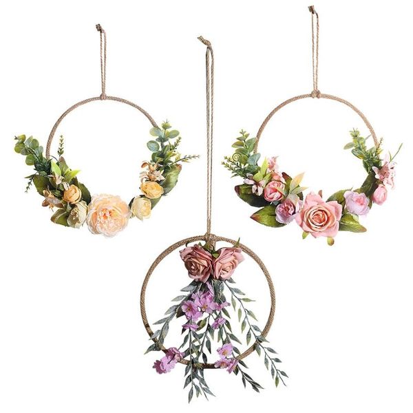 

decorative objects & figurines floral hoop hanging decor thanksgiving front door decorations wreath for home wall wedding clebration accesso