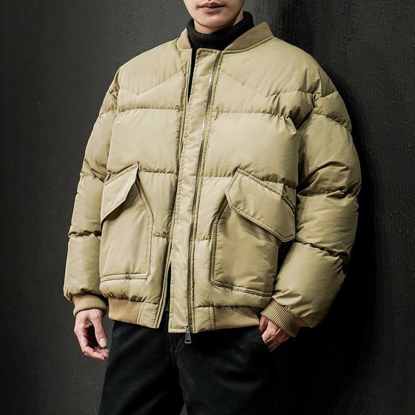 

2021 new winter jacket men's warm fashion casual thickened baseball uniform parka men wild short coat mens clothes jqg0, Black