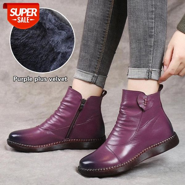 

women's autumn boots leather shoes women's fashion winter boots women flat shoes non-slip warm thick-soled sneakers women 2020 #5u, Black