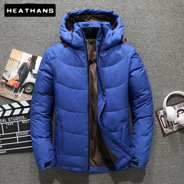 

white duck feather men's coat, casual et, hoodie, low winter, Black