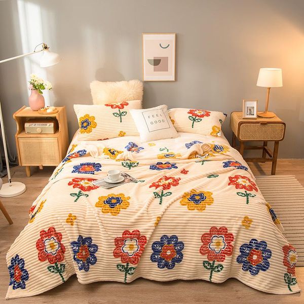 

blankets milk velvet magic blanket single and double solid color cartoon napping machine washable
