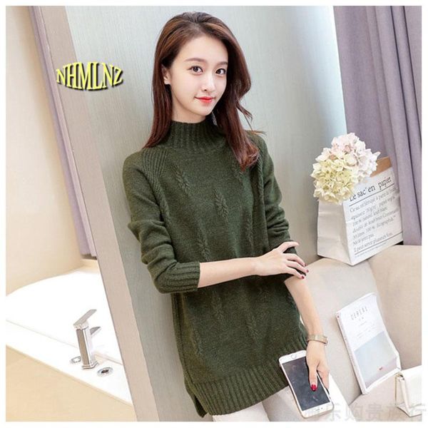 

women's sweaters winter women clothing style elegant slim sweater large size loose knitted thick warm autumn bottoming ok771, White;black