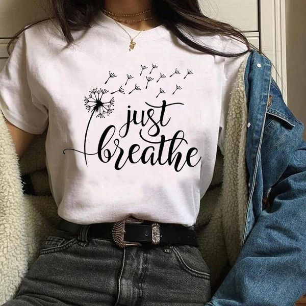 

women print graphic dandelion plant travel 90s fashion casual printing clothes lady tees t shirt female womens t-shirt, White