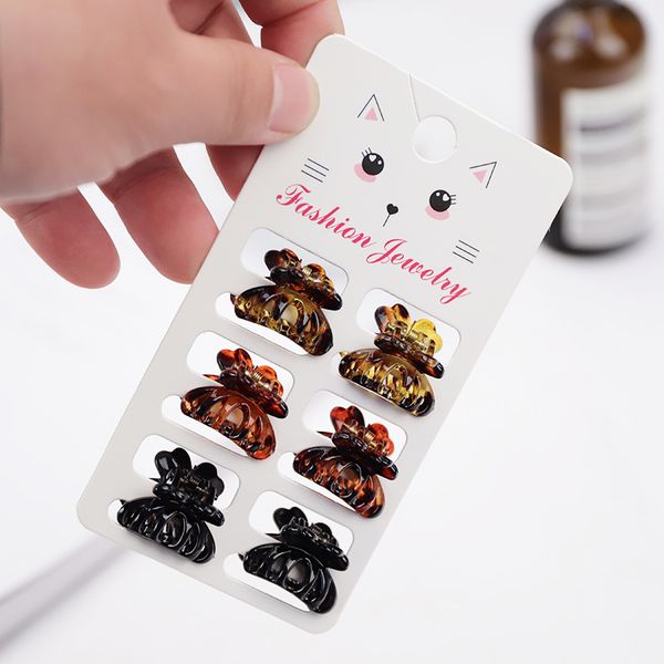 

leopard-print hair clips barrettes clip clamps hair jewelry female headwear small hairpin 6 cards, Golden;silver