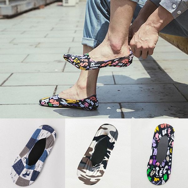 

men's socks 1 pairs spring summer men cotton cartoon dog deer male low cut ankle sock boy casual slippers boat, Black