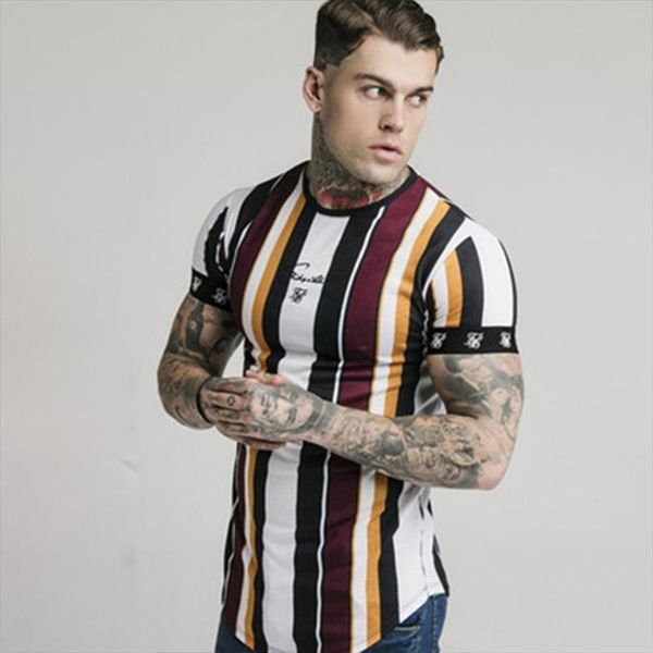 

sik silk male summer men skinny tee print casual fashion siksilk, White;black
