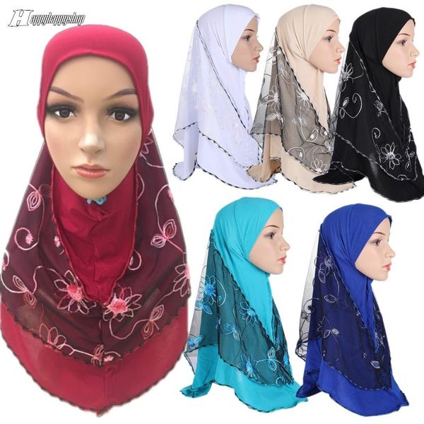 

ethnic clothing one pieces amira cap muslim embroidery hijab head scarves islamic women ramadan wrap headwear arab turban shawls instant, Red