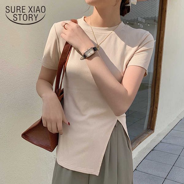 

casual o neck knitted shirt women fashion short sleeve tshirt women summer female clothing loose blusas mujer 13435 210527, White;black