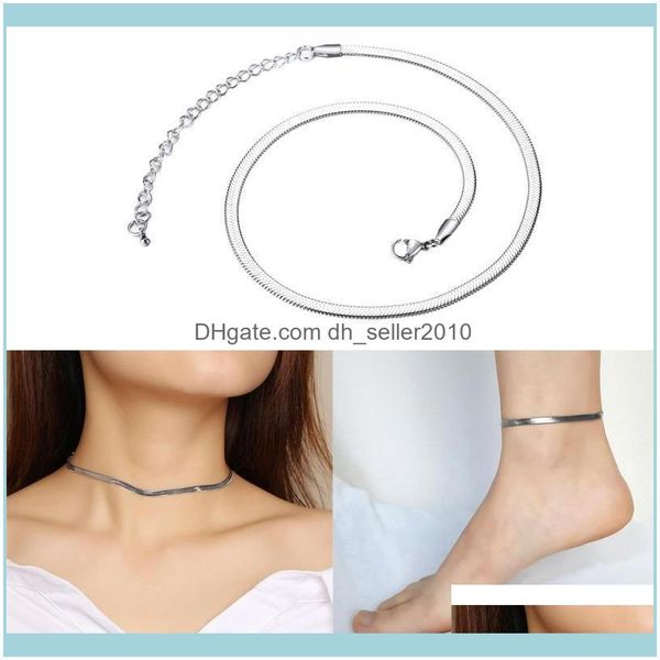 

necklaces & pendants jewelrystainless steel 4mm classic hip hop chain choker necklace link jewelry chains drop delivery 2021 jbbqs, Silver