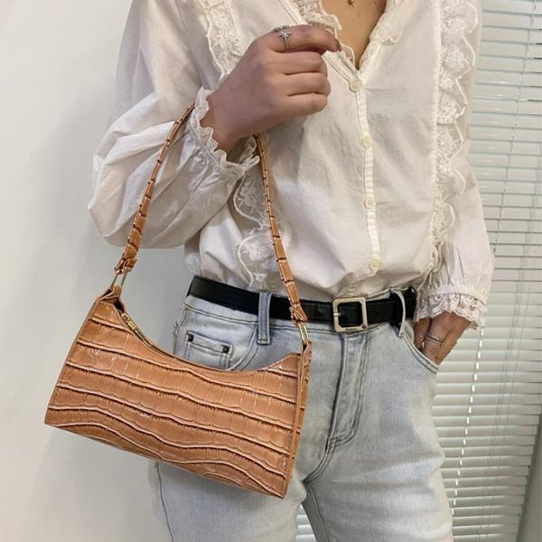 

evening bags retro women patent leather underarm fashion ladies small clutch purse handbags crocodile pattern female armpit shoulder bag