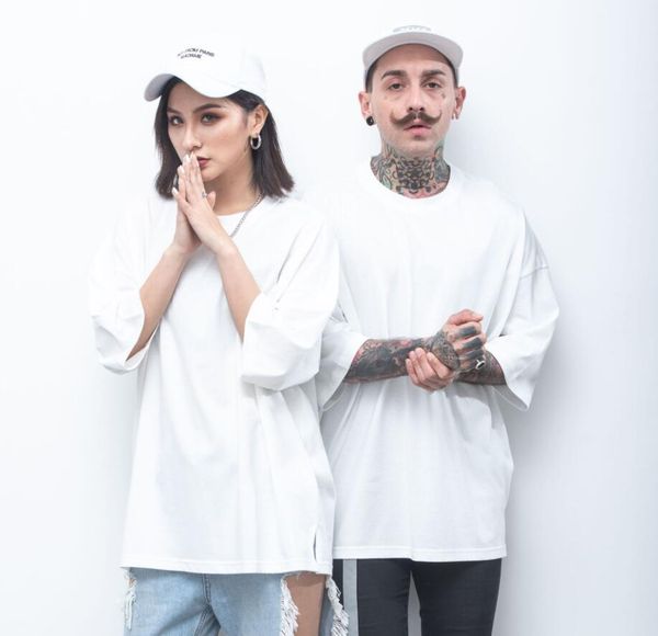 

solid t-shirt men women couples tee crew neck hip hop steetwear loose casual tee fashion, White;black